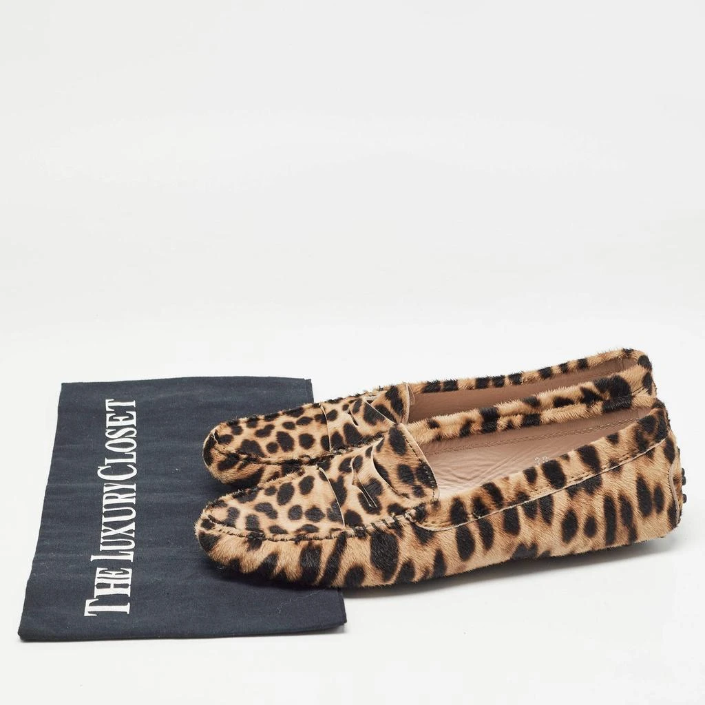 Tod's Tod's Brown/Beige Animal Print Calf Hair Penny Loafers Size 36 9