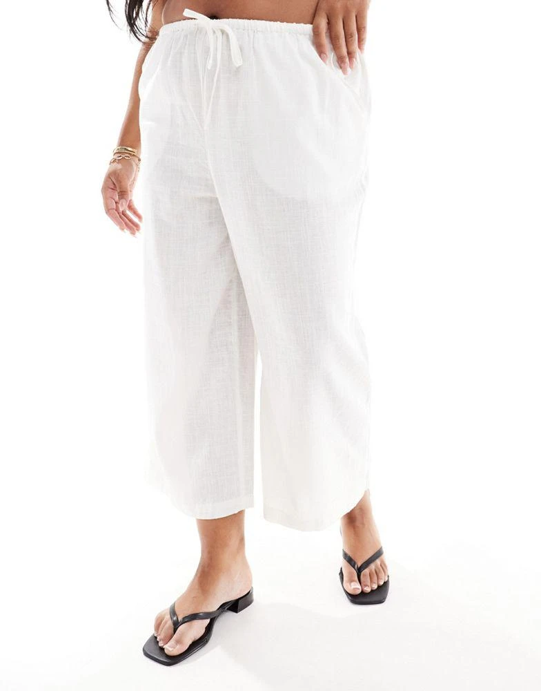 ASOS ASOS DESIGN Curve pull on culotte with linen in white 5