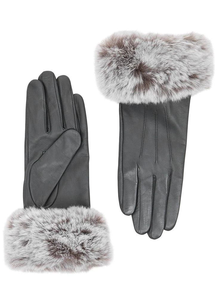 DENTS Sarah faux fur-trimmed leather gloves 1