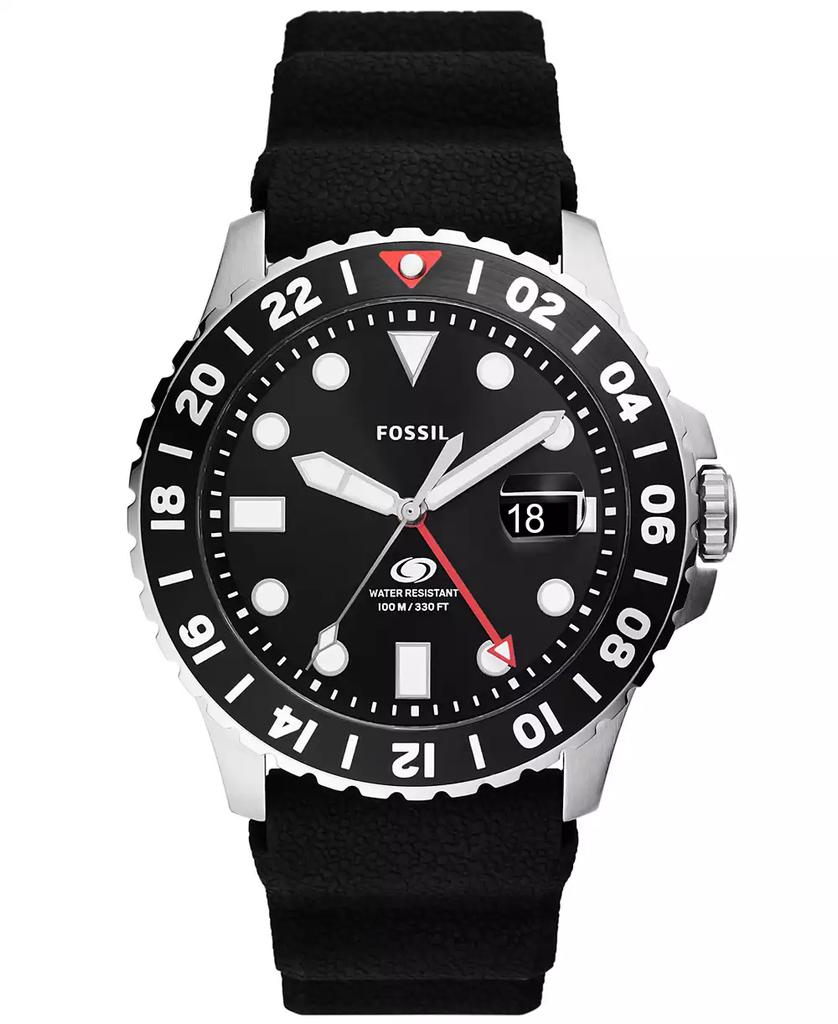 Fossil Men's Blue GMT Black Silicone Watch 46mm