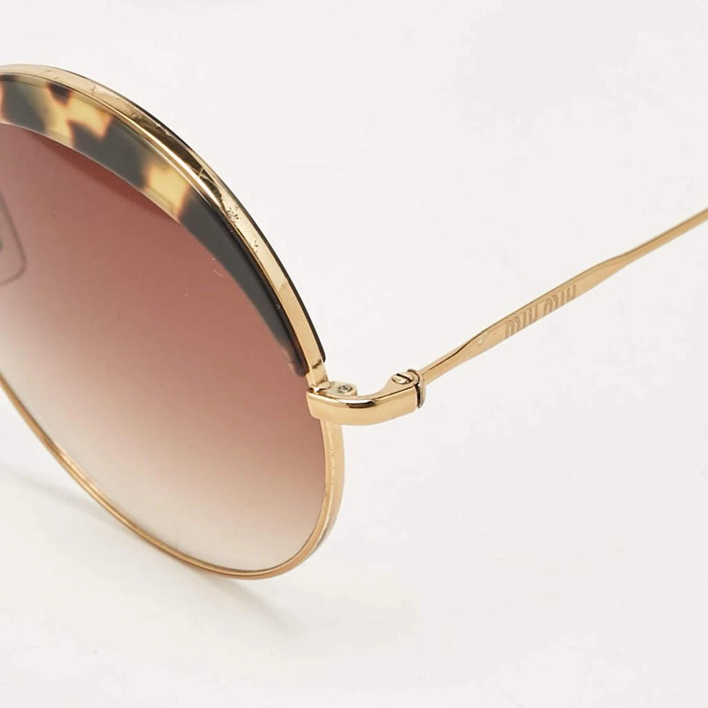 Miu Miu Miu Miu Brown Gradient Tortoise Gold Tone SMU51Q Round  Sunglasses 3