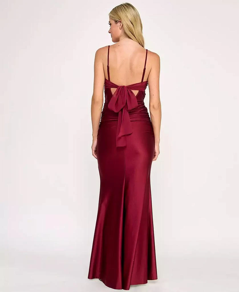 City Studios Juniors' Twist Front Tie Back Long Gown - Cabernet - M City Studios Juniors' Twist Front Tie Back Long Gown - Cabernet - M