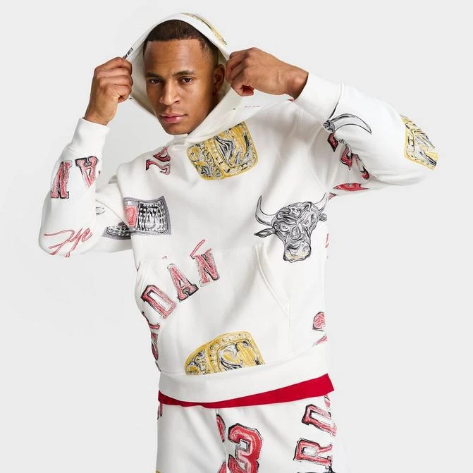 Jordan Men's Jordan Essentials Allover Graphic Brooklyn Fleece Pullover Hoodie 1
