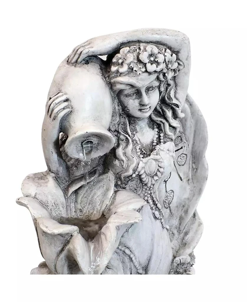 Sunnydaze Decor Outdoor Polyresin Fairy Flower Solar Powered Water Fountain Feature with Battery Backup - 42" 7