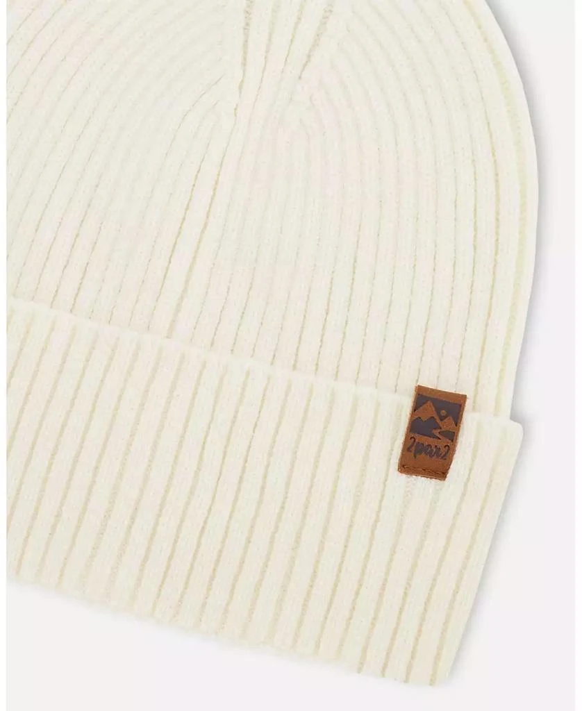 Deux par Deux Kids Unisex Knit Hat Off White - Toddler|Child 2