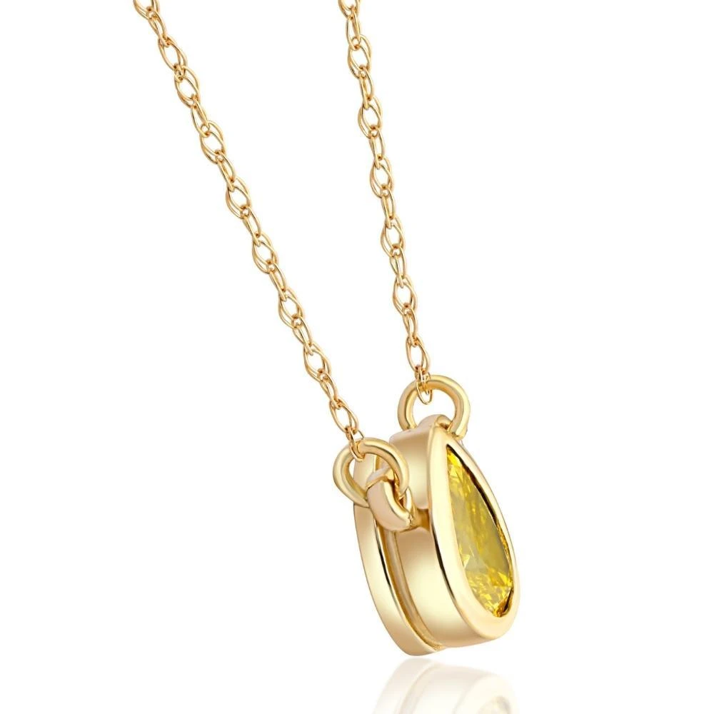 Pompeii3 1/4ct Fancy Yellow Pear Solitaire Diamond Necklace Yellow Gold Lab Grown Pendant 2
