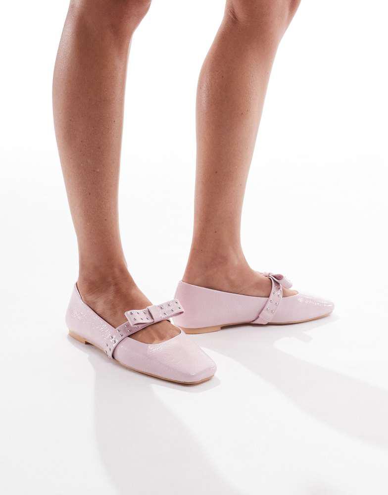 Glamorous Glamorous ballerina flats with bow detail in pink