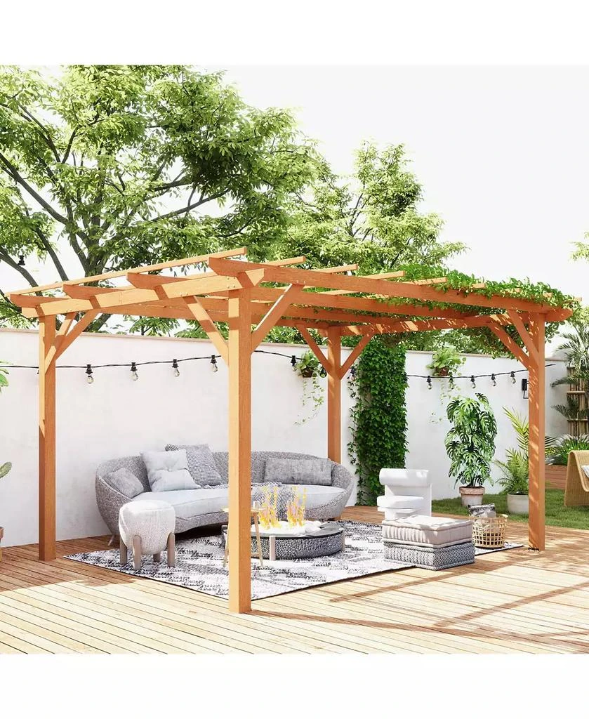 Outsunny 10
 x 13
 Outdoor Pergola, Wood Gazebo Grape Trellis, 9