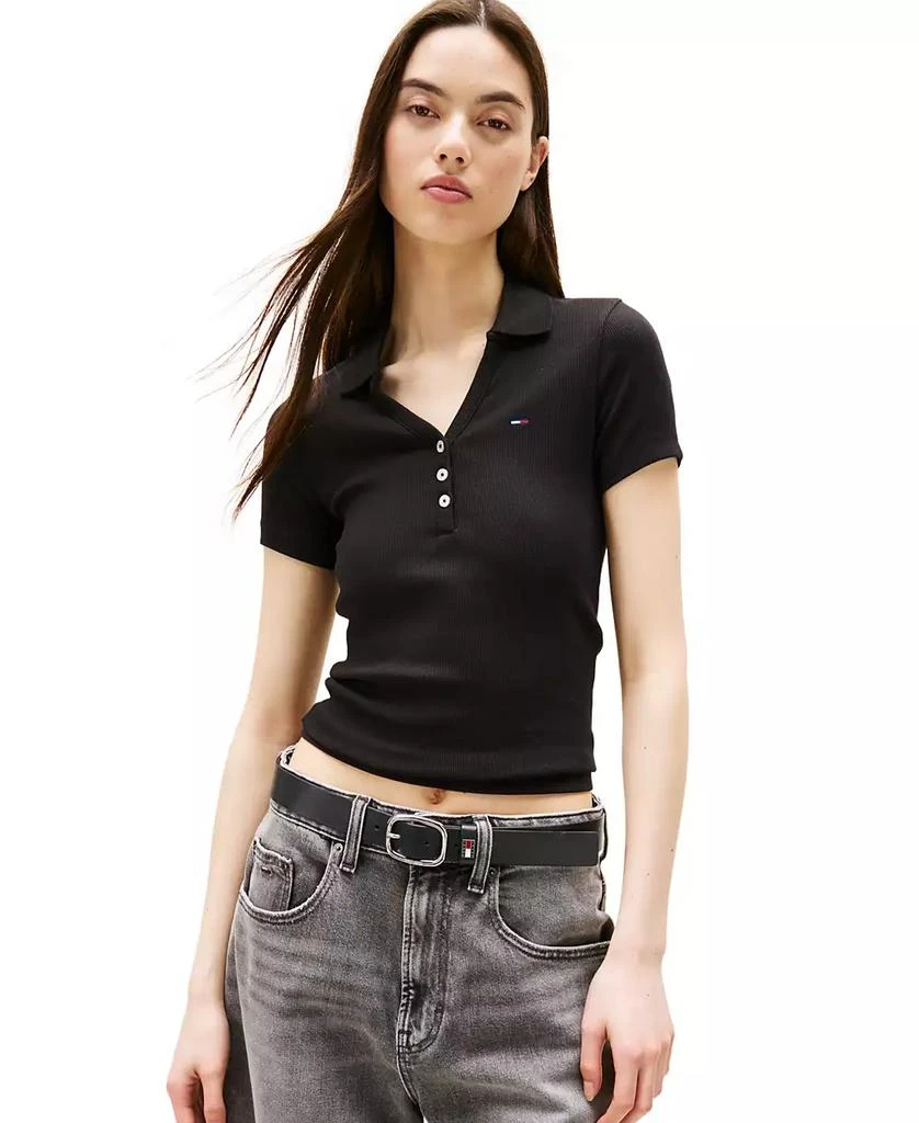 Tommy Jeans Women's Slim-Fit Ribbed Polo Shirt 1