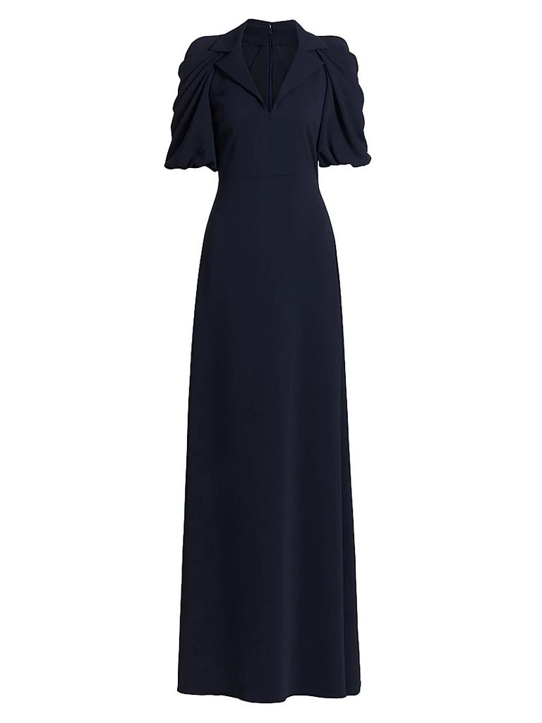 Badgley Mischka Women's Crepe Puff-Sleeve Evening Gown - Navy - Size 8 Badgley Mischka Women's Crepe Puff-Sleeve Evening Gown - Navy - Size 8