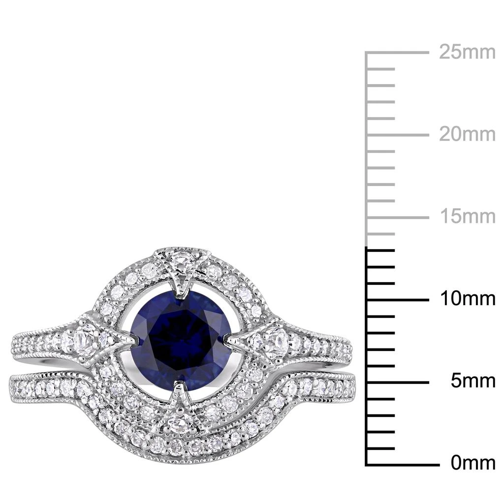 Mimi 
Max 1 1/6ct TGW Created Blue White Sapphire 1/3ct TW Diamond Ring Set Sterling Silver 3