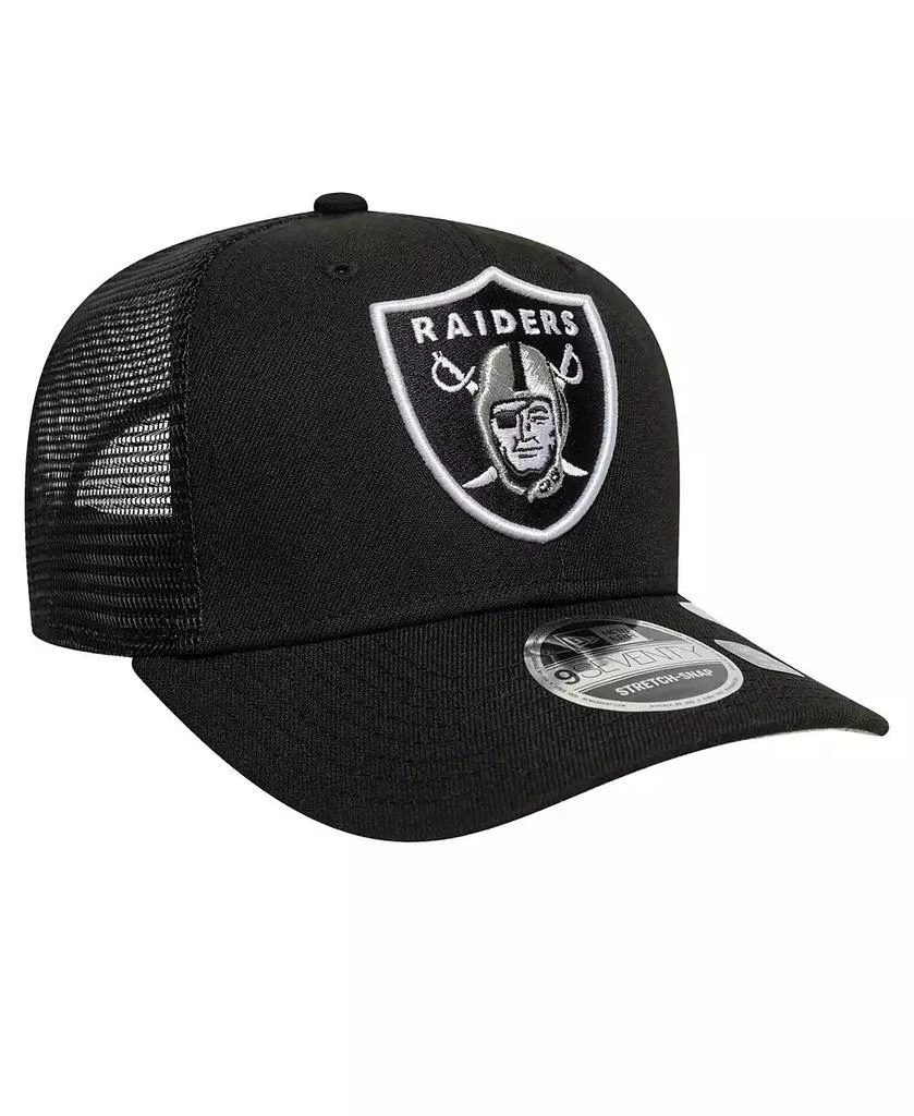 New Era Men's Black Las Vegas Raiders Main Trucker 9SEVENTY Stretch-Snap Hat 3