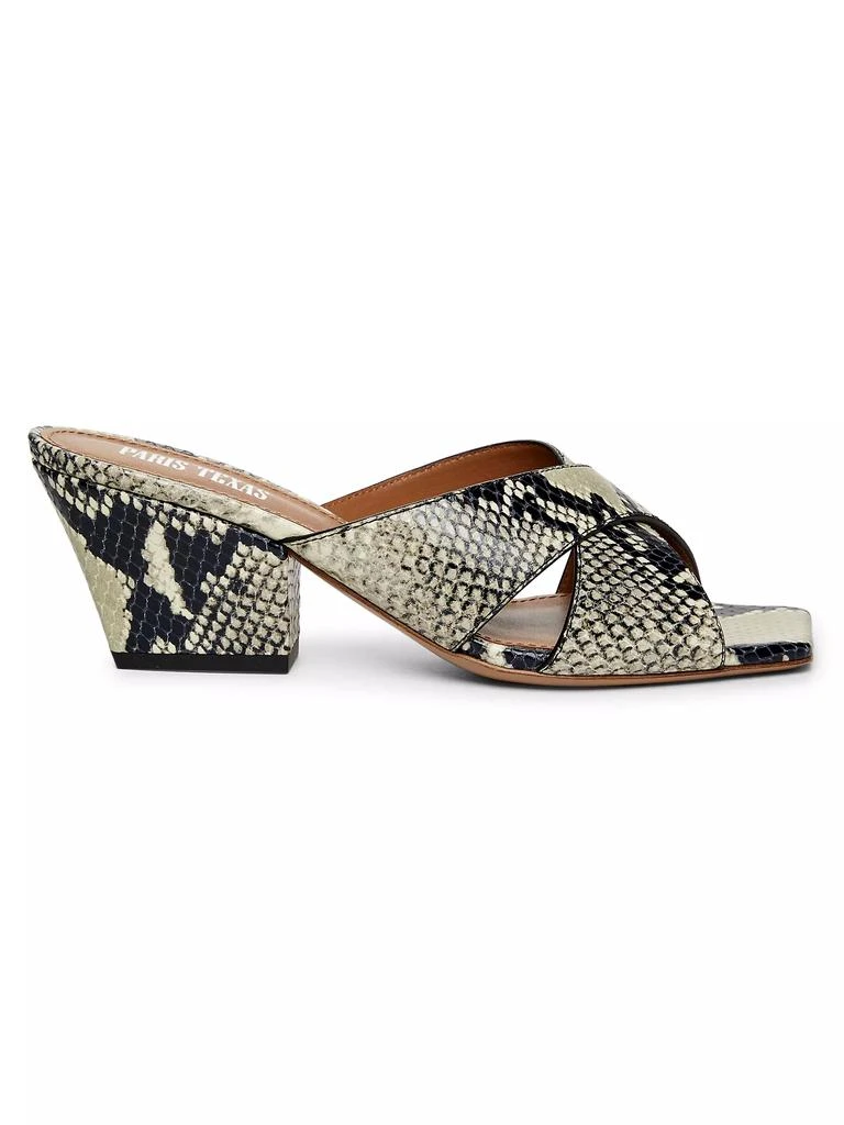 Paris Texas Python-Print Leather Mules 1