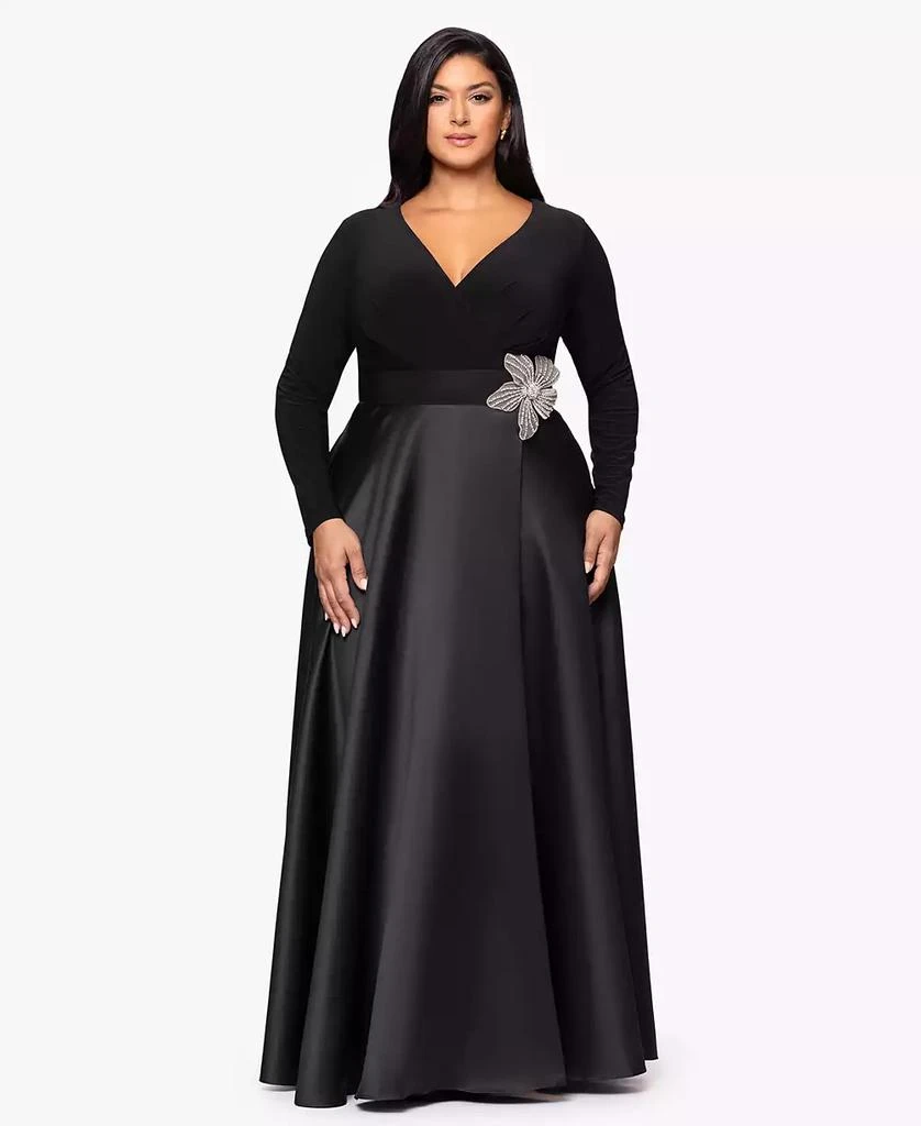 Macys Plus Size Dresses Xscape Dresses Clearance Shop Plus Size Embellished  Detail Long Sleeves Gown On Sale At