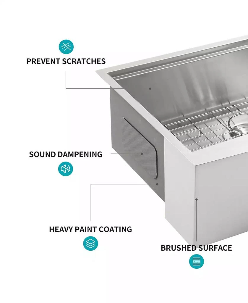 Flynama huluwat 33x22x10inch Stainless Steel Farmhouse Kitchen Sink Apron Front Workstation 16 Gauge 6