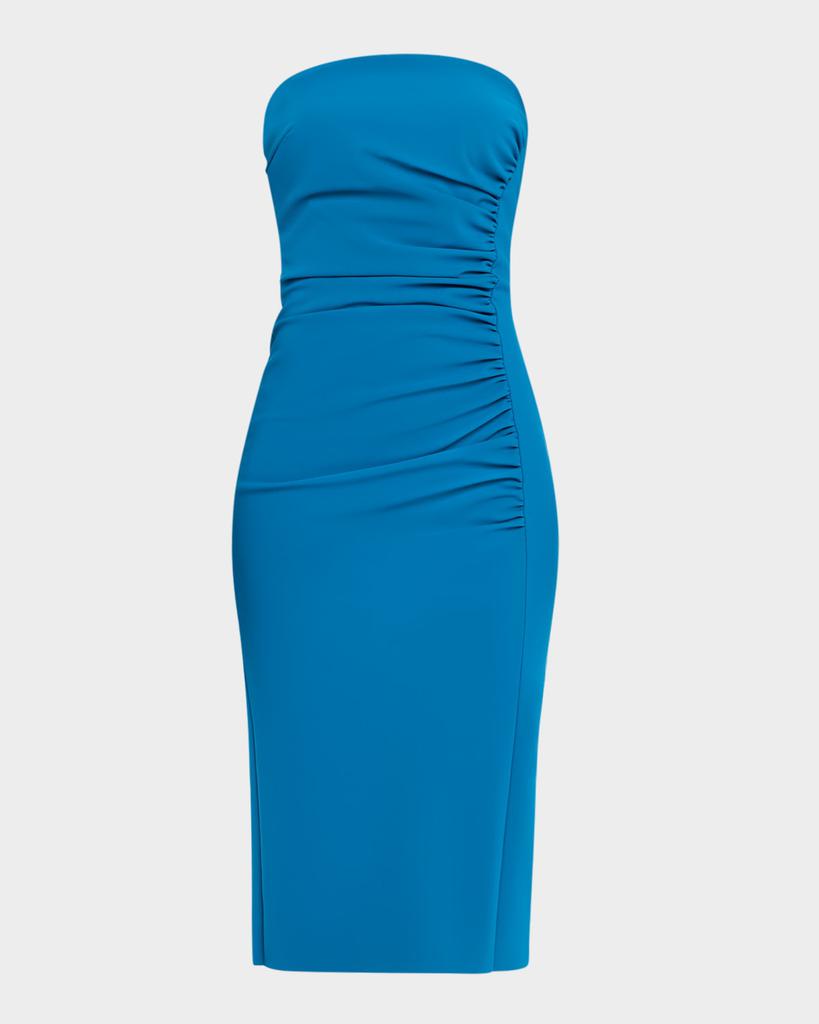 Chiara Boni Strapless Ruched Bodycon Midi Dress