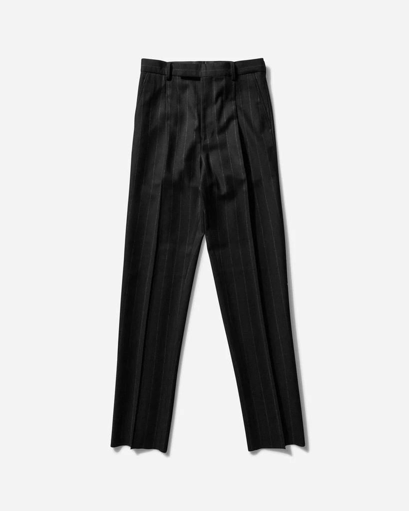 Wacko Maria Men's Dormeuil Chalk Stripe Pleated Trousers (Type-2) Black 1