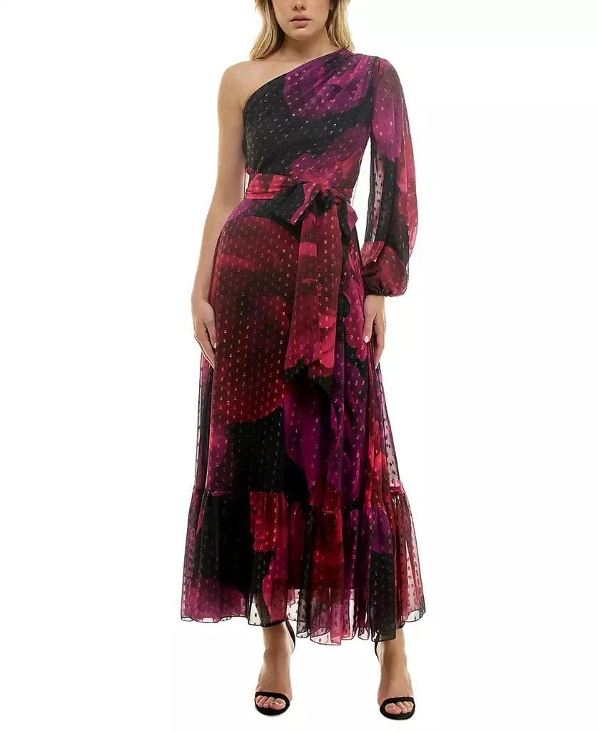 Taylor Women's Printed One-Shoulder Maxi Dress 1