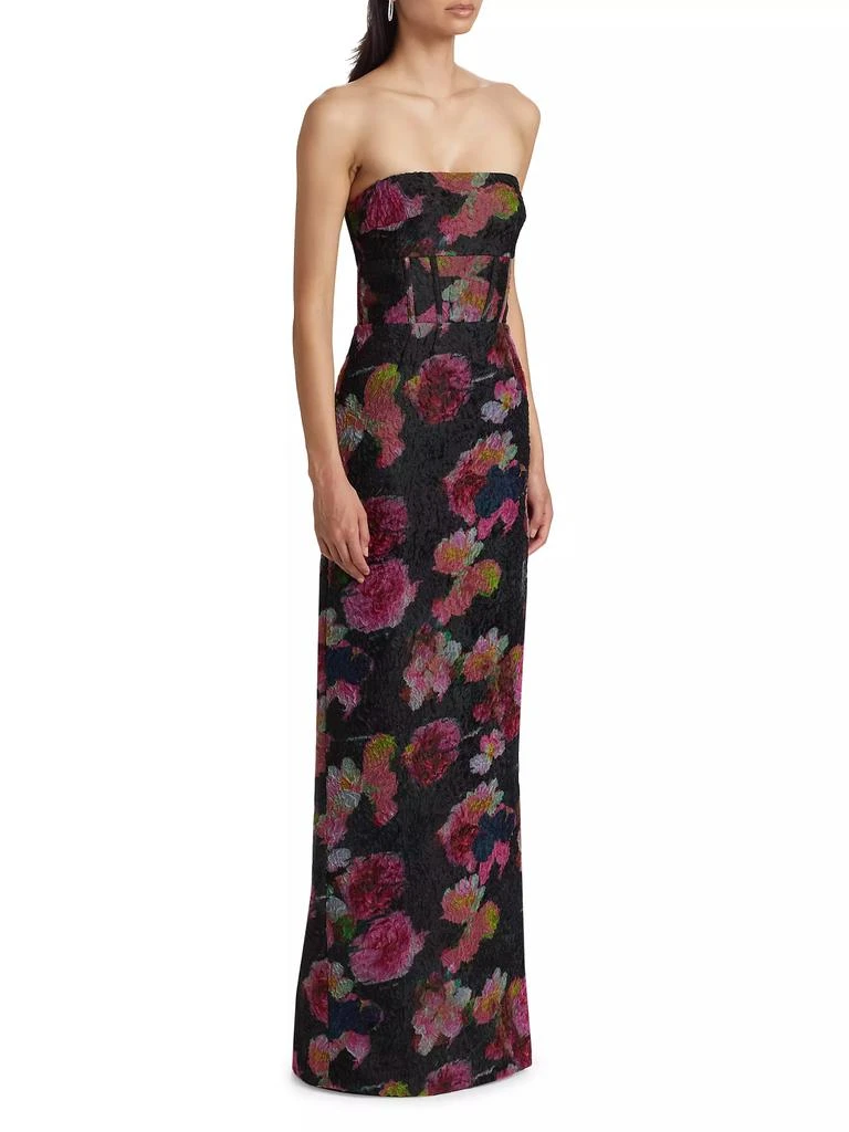 Monique Lhuillier Demi Floral Organza Strapless Gown 4