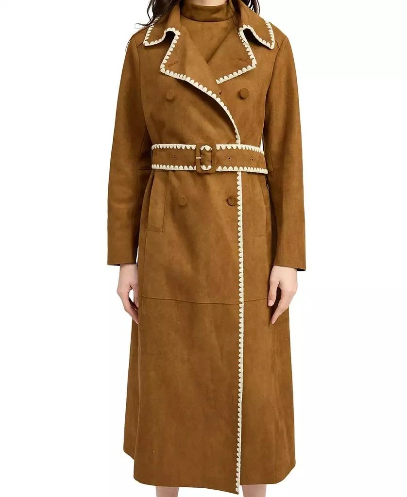 En Saison Women's Logan Faux-Suede Belted Trench Coat 1