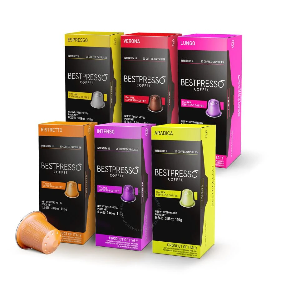 Bestpresso Coffee for Nespresso OriginalLine Machine 120 pods Certified Genuine Espresso Variety Pack