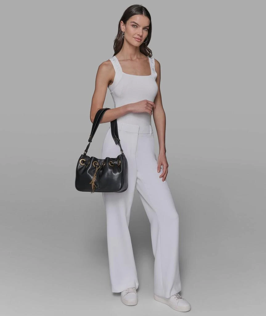 Karl Lagerfeld Paris DESIREE SMALL LEATHER HOBO BAG 6