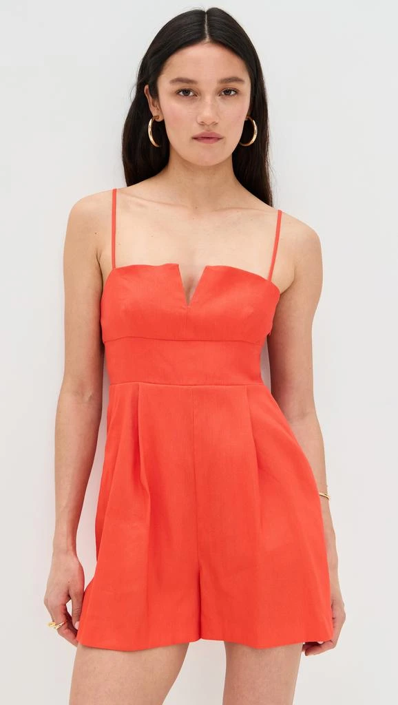 Susana Monaco Stretch Linen V Wire Romper - Jumpsuits - Free Shipping -  BeyondStyle