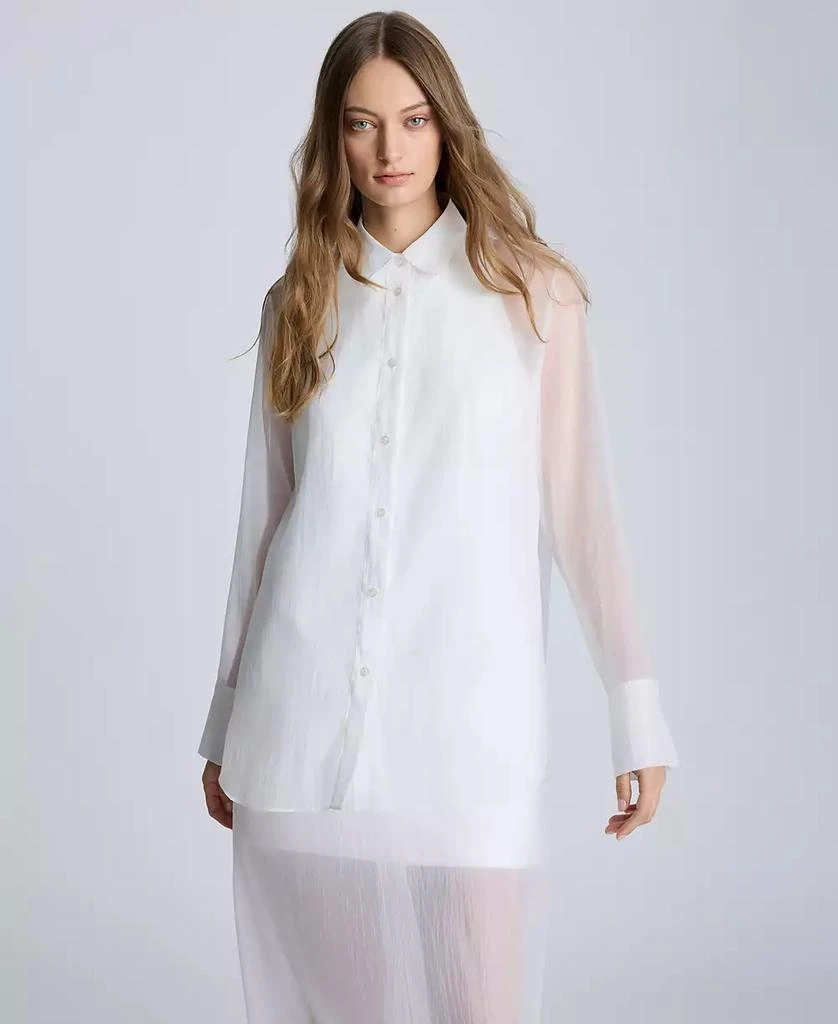Kenneth Cole Women's Sheer Oversized Tunic Shirt 1