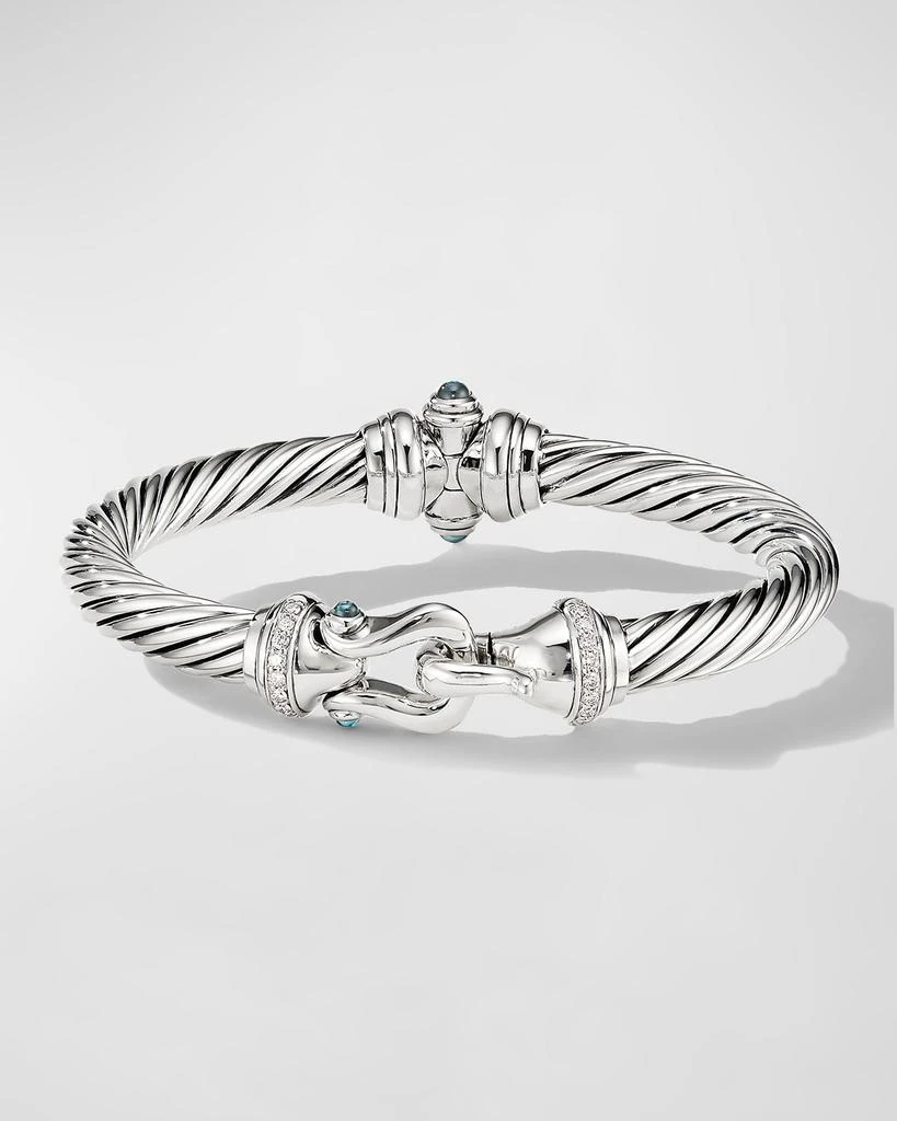 David Yurman 7mm Cable Buckle Bracelet w/ Diamonds & Topaz 3