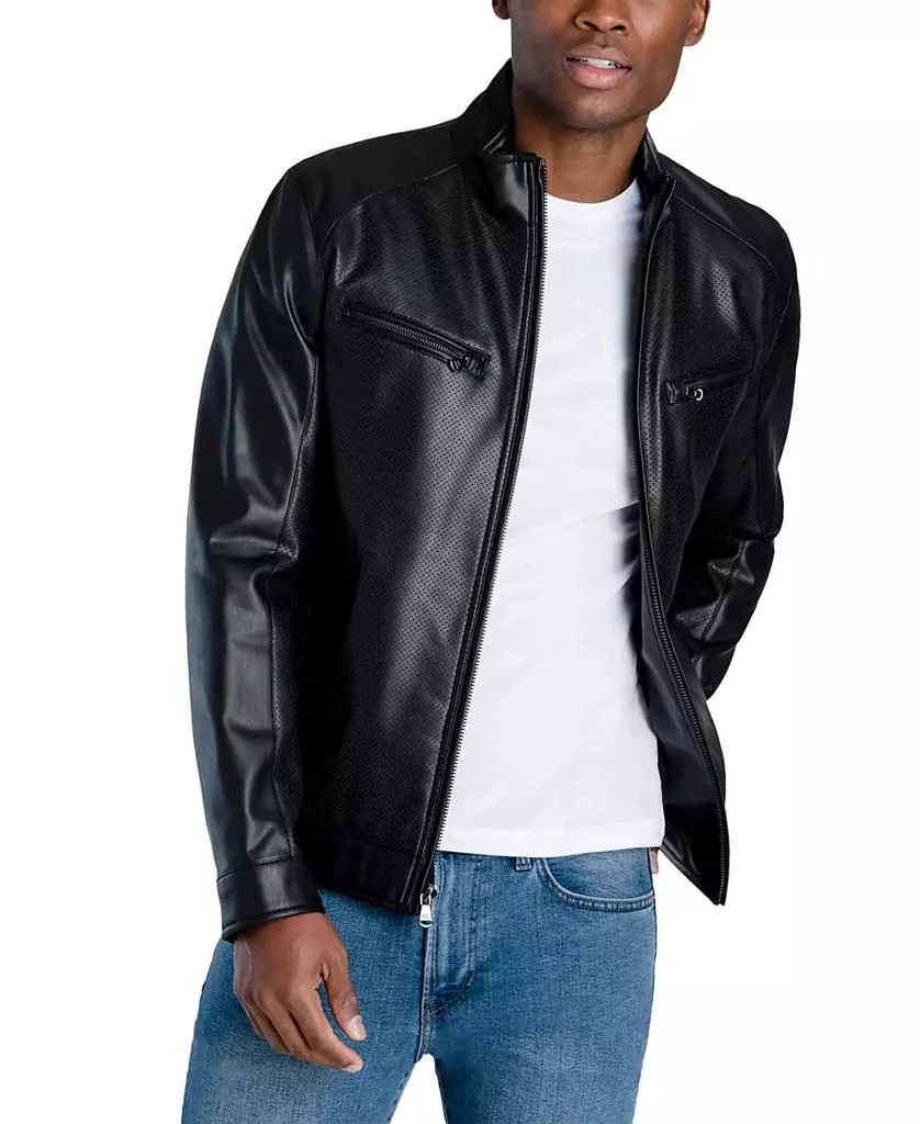 Michael Kors Men's Perforated Faux Leather Hipster Jacket, Created for Macy's 1