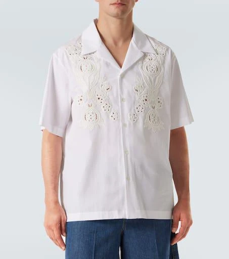 Valentino Embroidered cotton poplin bowling shirt 3