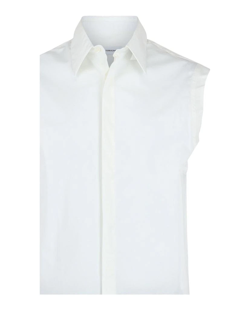 Salvatore Ferragamo Raw Cut Sleeveless Tuxedo Shirt 3