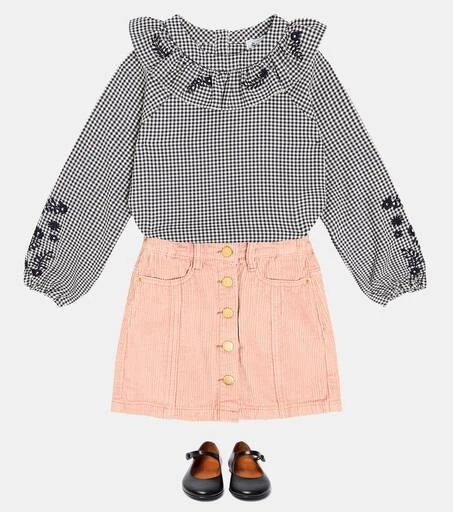 Tartine et Chocolat Embroidered checked blouse 2