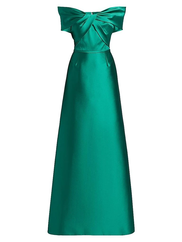 Teri Jon Mikado Stretch Off The Shoulder Twist Gown Size 2