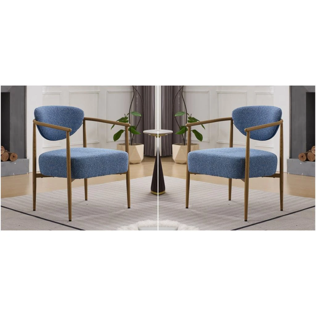Streamdale Furniture Streamdale Blue fabric dining/living/bedroom chair (2 sets) with foam, metal frame.