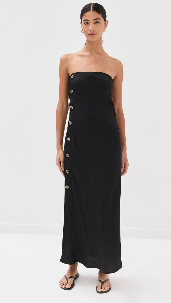 LE BOP Strapless Button Maxi Dress 6