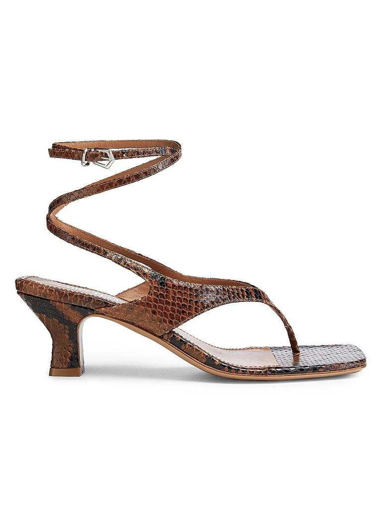 Paris Texas 55MM Python-Effect Leather Ankle-Wrap Sandals 1