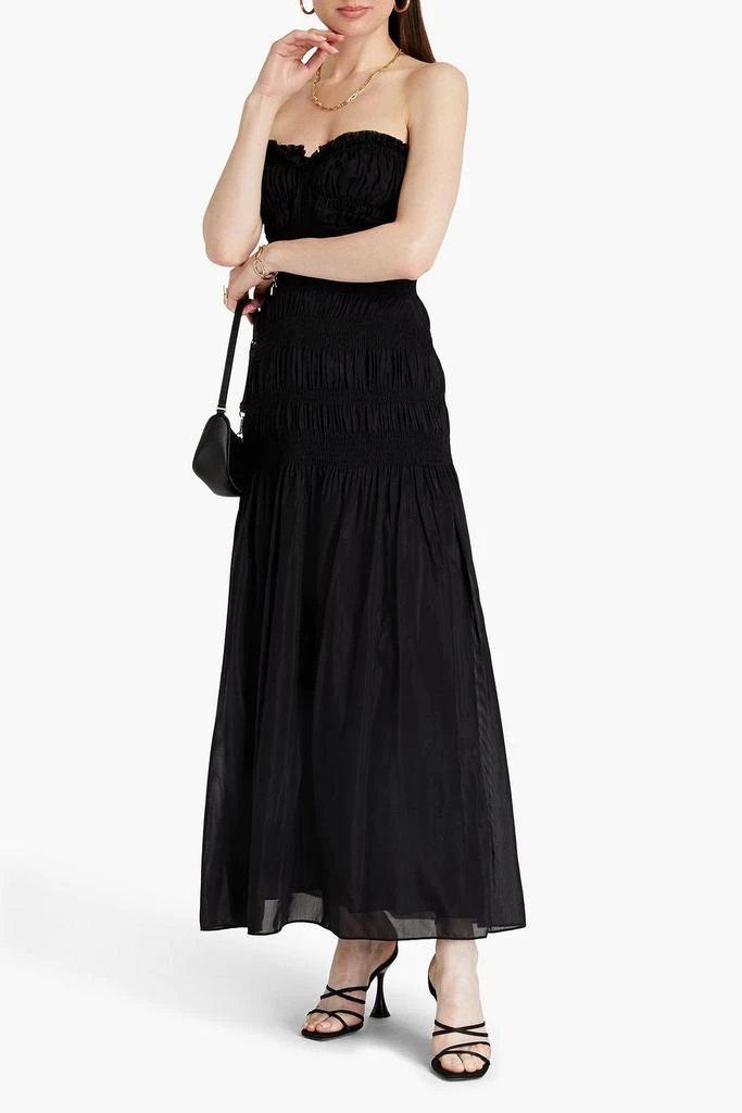 NICHOLAS Strapless shirred cotton and silk-blend voile maxi dress 2