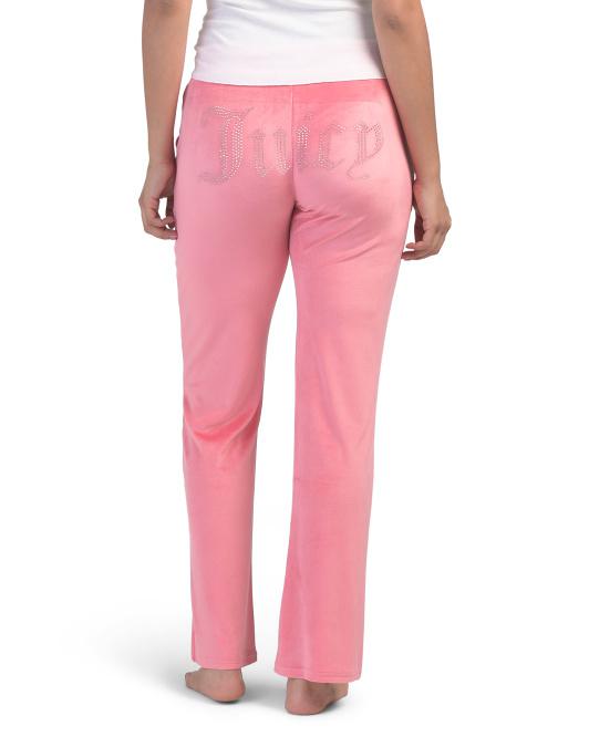 Juicy Couture Velvet Fleece Lounge Pants With Rhinestone Detail