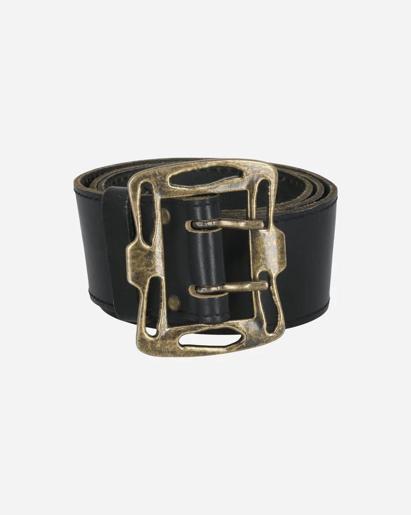 Pezze Vintage Big Golden Buckle Leather Belt Black 2