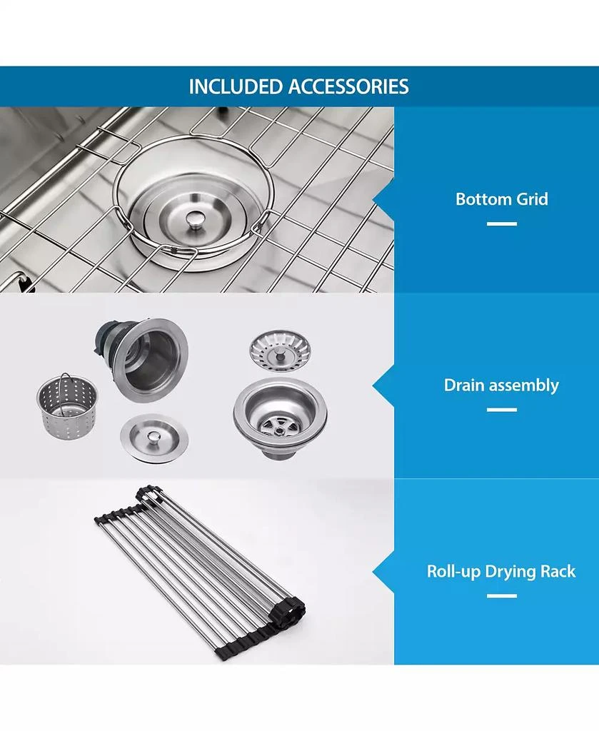 Flynama 33x19x10inch Double Bowl Undermount Kitchen Sink Stainless Steel 16 Gauge 50 50 Split 9