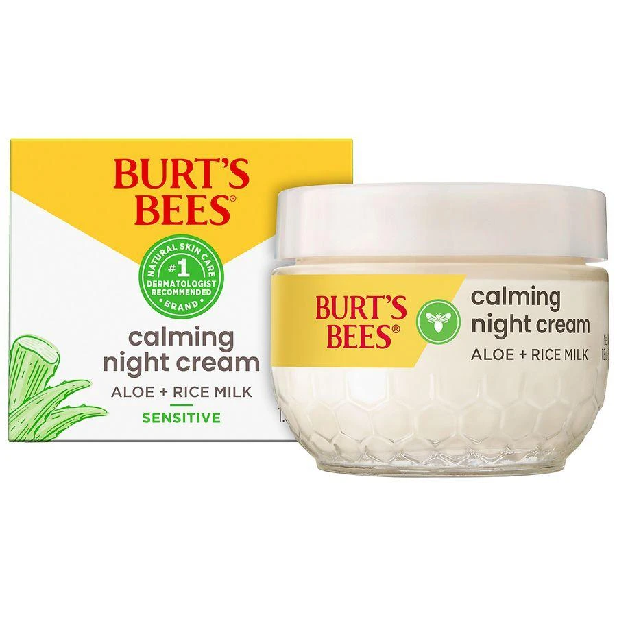 Burt's Bees Calming Night Cream Tub with Aloe + Rice Milk, for Sensitive Skin 2