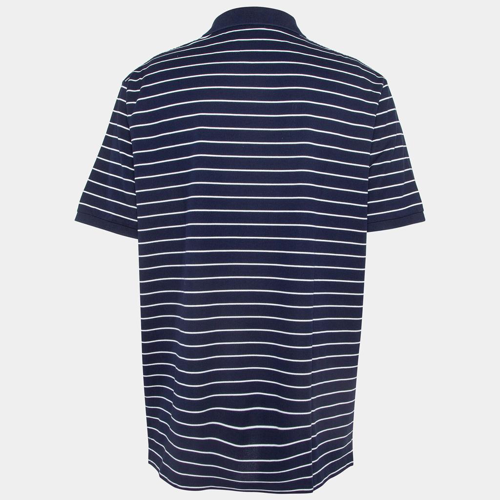 Navy blue striped polo shirt best sale