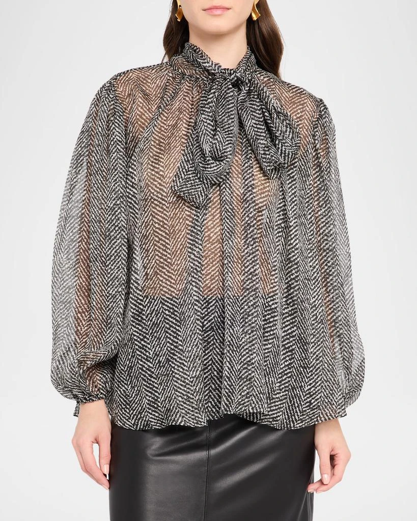 Dolce 
Gabbana Chevron Chiffon Neck-Tie Blouse 4