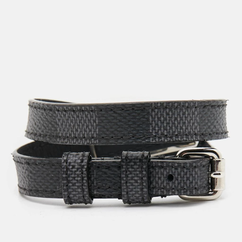 Louis Vuitton Louis Vuitton Sign It Damier Leather Silver Tone Double Wrap Bracelet 2