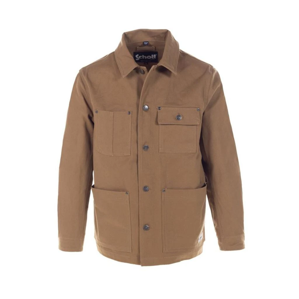 Schott Cotton Canvas Chore Jacket In Khaki 1