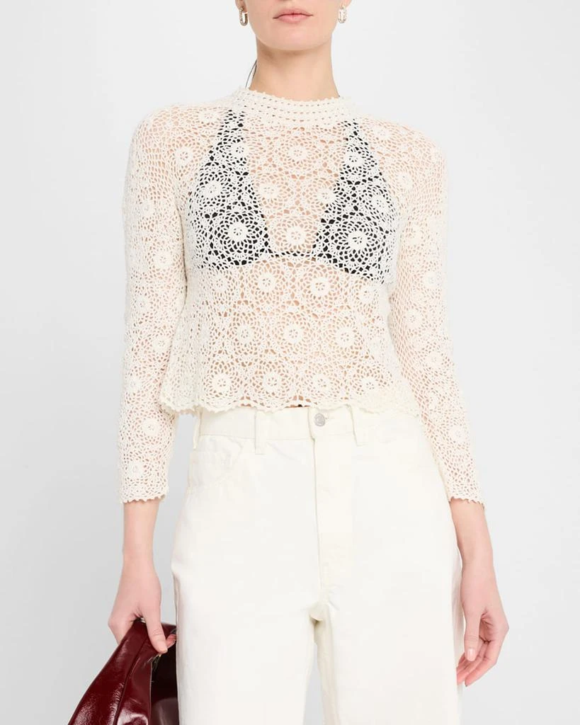 Nili Lotan Gibson Scallop Floral Lace Sweater 4