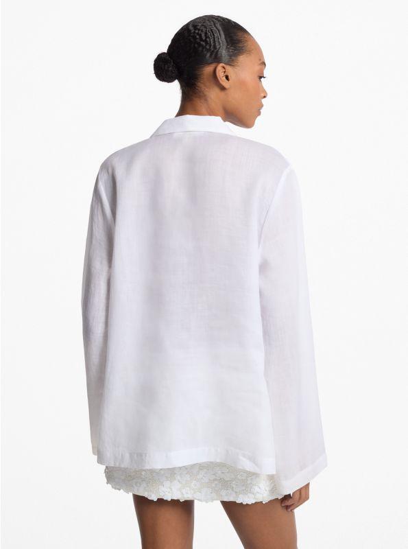 Michael Kors Ramie Collared Tunic Top