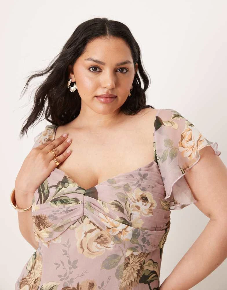 ASOS ASOS DESIGN Curve dropped waist full skirt midi dress in lilac floral  print - Dresses & Skirts - Compare Prices from 7+ Stores - Free Shipping -  BeyondStyle