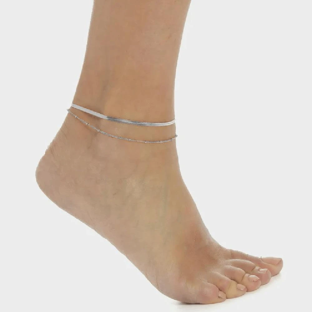 Pompeii3 Stefanie Anklet Silver Plated 9.25" with 1.5" Extender 3